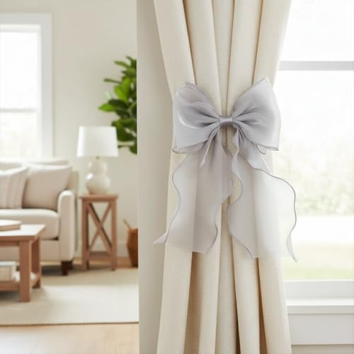 2 Pack French Lace Bow Curtain Tiebacks - Image 5