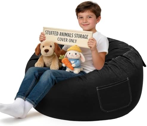 Lukeight Stuffed Animals Storage Bean Bag Chair Cover by Lukeight