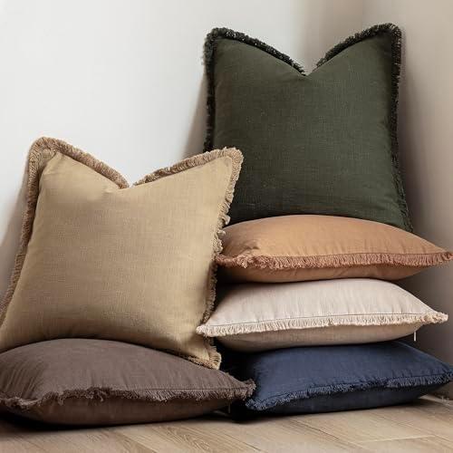 Foindtower Decorative Linen Fringe Lumbar Throw Pillow Covers Boho Farmhouse - Image 6