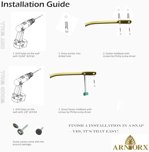 Quality Curtain Holdbacks, Solid Steel Curtain Holdback - Image 6