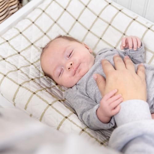 Crane Baby 100% Organic Cotton Change Pad Cover, Neutral Check Pattern - Image 6