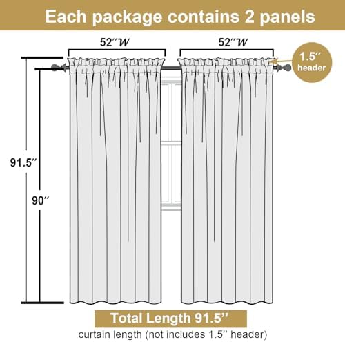 Lecloud Leia Charcoal Grey Sheer Curtains 90 Inches Long 2 Panels, Airy Leaf - Image 2