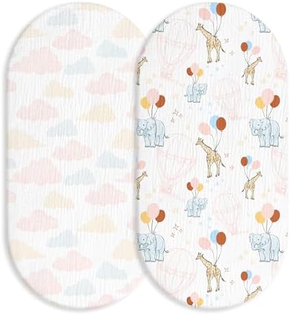 Muslin Bassinet Sheets 2 Pack, Universal Cotton Fitted Baby Mattress Sheet by LYRICHOMBABY