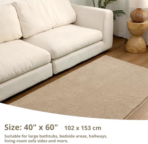 Polyester Bathroom Rug 40"x60" Light Brown, Large Soft Bath Mat - Image 2