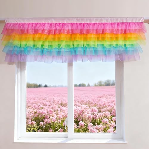 Besutolife Rainbow Valance Curtains Girls Valances - Image 7