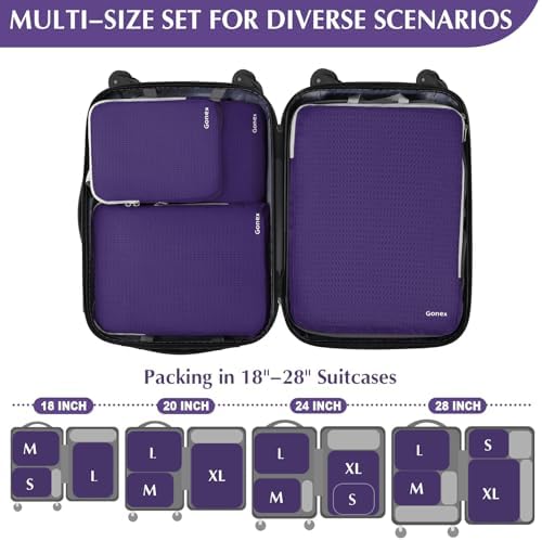Gonex Compression Packing Cubes, 4-Piece Expandable Travel Organizers - Image 5