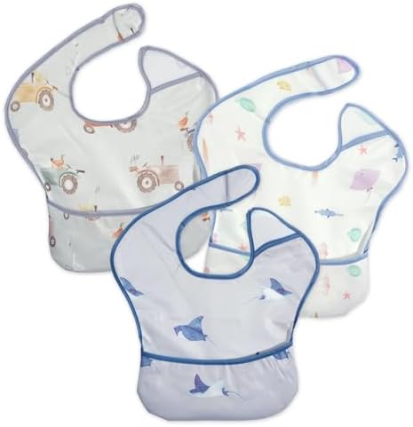 3-Pack Mess Proof Baby Bibs for Eating, Lightweight by CoolaPeach