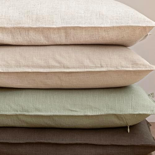Foindtower Linen Solid Decorative Throw Pillow Cover 16x16 Inch Light Green - Image 5