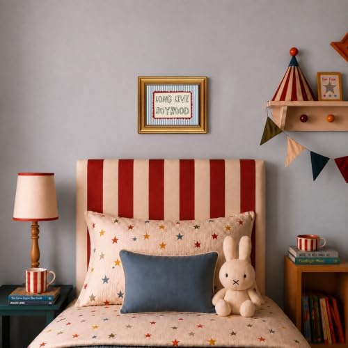 Vintage Gold Framed Nursery Wall Art Stripe Long Live Boyhood Canvas Prints - Image 2