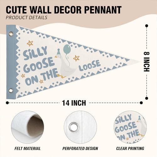 Kids Playroom Nursery Wall Decor Silly Goose Pennant Banner Flags - Image 6