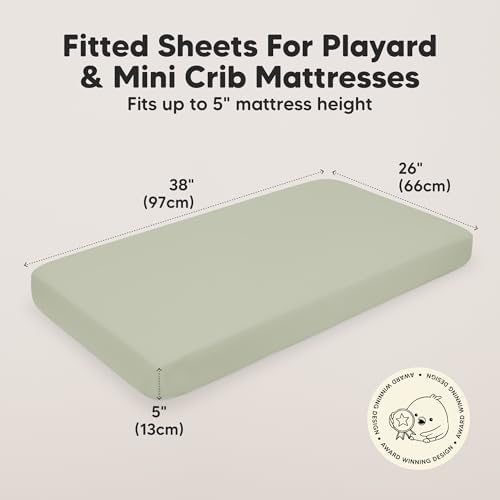 2-Pack Mini Crib Sheets Fitted, 38x26 Pack N Play Mattress Sheets - Image 3