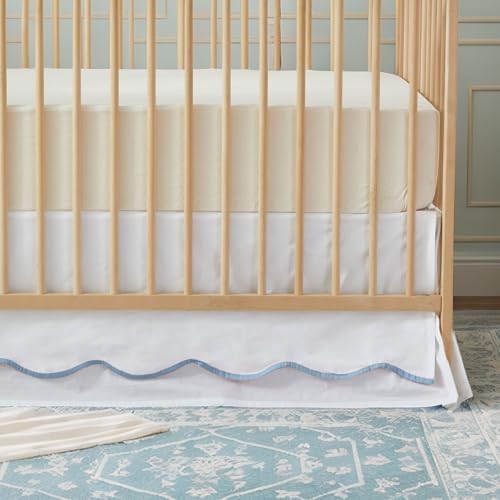 Brandream Scallop Edge Cotton Crib Skirt Toddler Bedskirt Baby Nursery Crib Bed - Image 5