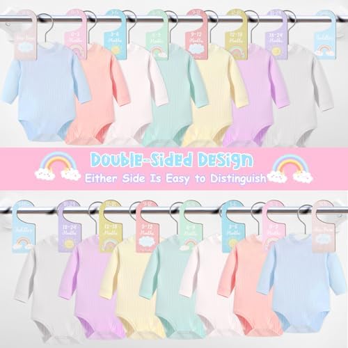 Baby Closet Dividers 8PCS, Pastel Rainbow Theme Wooden Double-Sided Clothes - Image 4