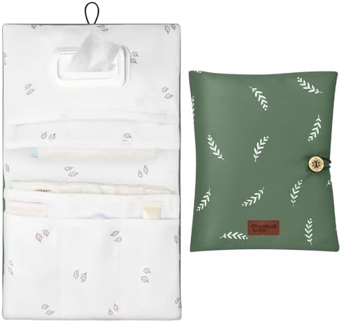 Baby Diaper Bag Organizer, Compact & Foldable Small Diaper and Wipes Pouch by PHOEBUSBABY