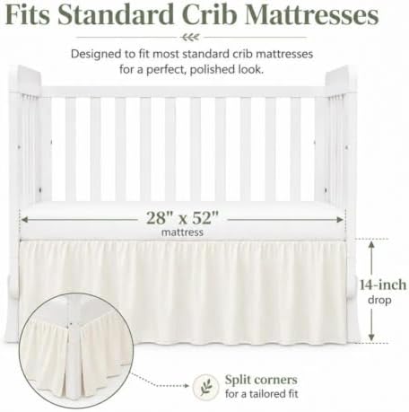 Ivory Crib Skirt Dust Ruffle, Microfiber Crib Bed Skirt - Image 3