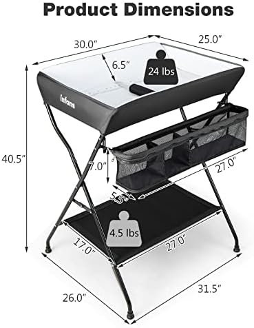 INFANS Baby Changing Table, Folding Diaper Station Portable Nursery Organizer - Image 6