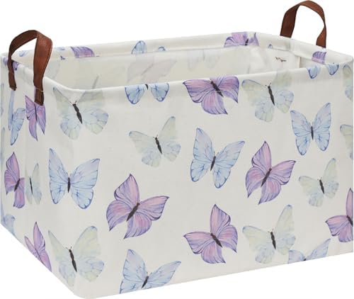 Rectangle Storage Basket with Handles, Collapsible Storage Bin, Books Box by HKECHomeStorage
