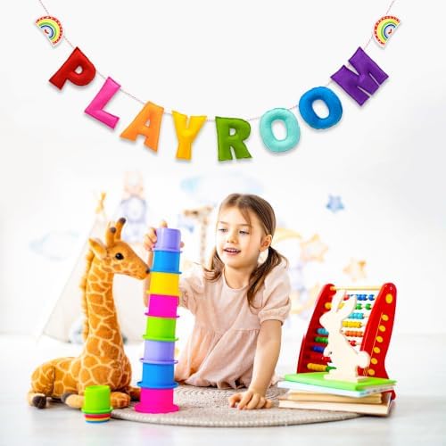 Pre-Strung 3D Rainbow Playroom Felt Banner Reusable Kid Playroom Decoration - Image 3