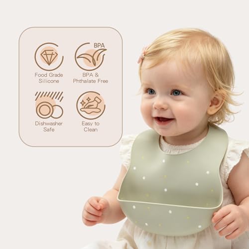 SILI FACTORY Silicone Baby Bibs 2 Sets, Adjustable Waterproof Baby Bibs - Image 3