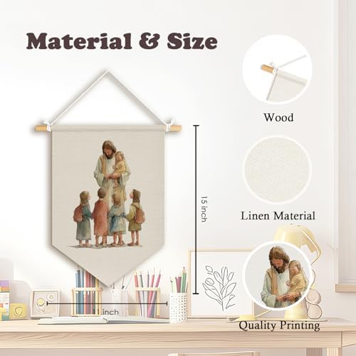 Playroom Decor, Jesus with Children Religious Scripture Wall Banners - Image 7