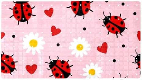 Bathtub Mat Non Slip 26.8x15.1 Inch, Ladybug Daisy Shower Mat by Anna+Cowper