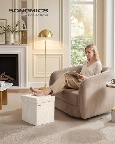 SONGMICS Storage Ottoman, Foldable PU Leather Footrest - Image 2