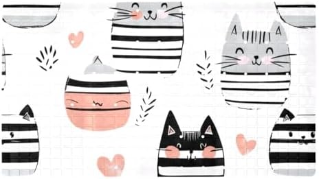 Bathtub Mat Non Slip 26.8x15.1 Inch, Striped Cats Shower Mat by Anna+Cowper