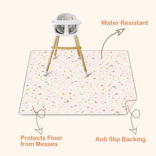 CLYMENE Splat Mat for Under High Chair, 51x51 Inch Antislip Baby Splash Mat - Image 2