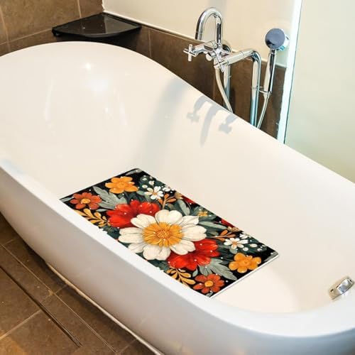 Shower Mat Non Slip, Abstract Colorful Flower Anti Slip Bath Mat - Image 5