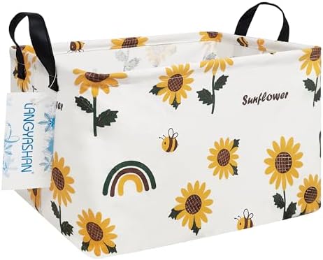 Rectangular Collapsible Sunflower Storage Basket Nursery Organizer by LANGYASHAN