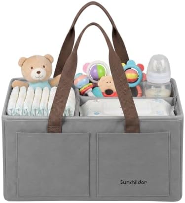 Large Canvas Baby Diaper Caddy Organizer by Sunchildor