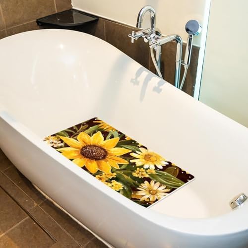 Bathtub Mat Non Slip 26.8x15.1 Inch, Sunflowers Shower Mat - Image 5