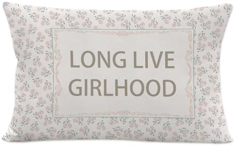 Long Live Girlhood Throw Pillow Cover 12x20 Inches, Baby Girl Nursery Decor by LRyeisahh