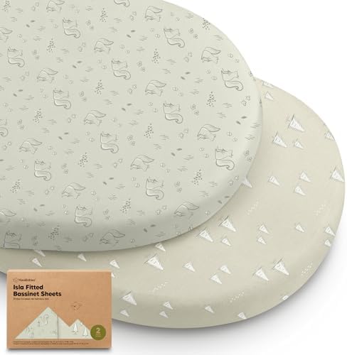 2-Pack Baby Bassinet Sheets Girl, 33x17 Bedside Sheets by KeaBabies
