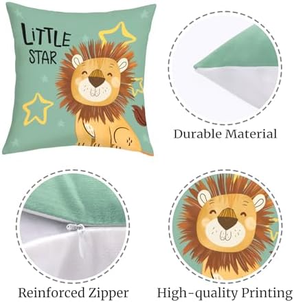20x20 Set of 4 Kids Cartoon Animals Throw Pillow Cushion Covers - Image 6