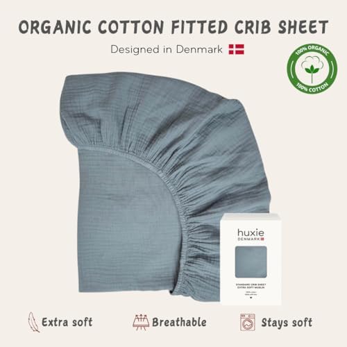 Crib Sheets, 100% Organic Cotton Muslin, Fitted 28"x52" Standard - Image 5