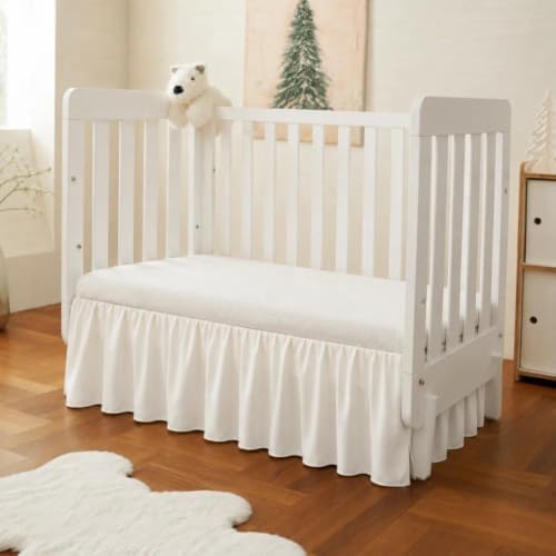 Ivory Crib Skirt Dust Ruffle, Microfiber Crib Bed Skirt - Image 6