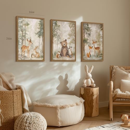 Clicyre Woodland Nursery Wall Decor, Forest Animal Canvas Wall Art 16x24 In - Image 4