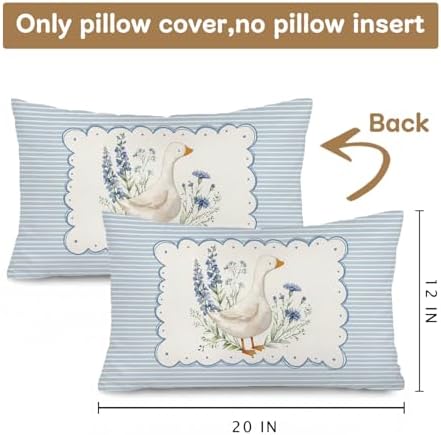 Blue Goose Nursery Decor Throw Pillow Cover 12x20 Pillowcases - Image 3