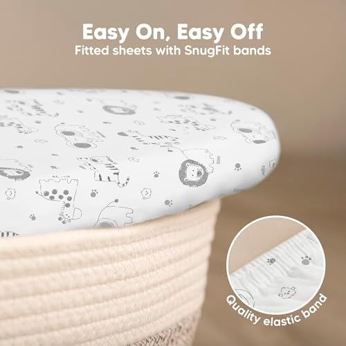 2-Pack Baby Bassinet Sheets Girl, 33x17 Bedside Sheets - Image 5