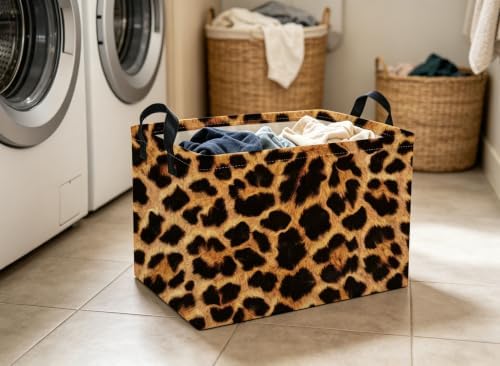 Rectangle Kids Baskets Leopard print Basket Cute Storage Bin Fish Box - Image 3