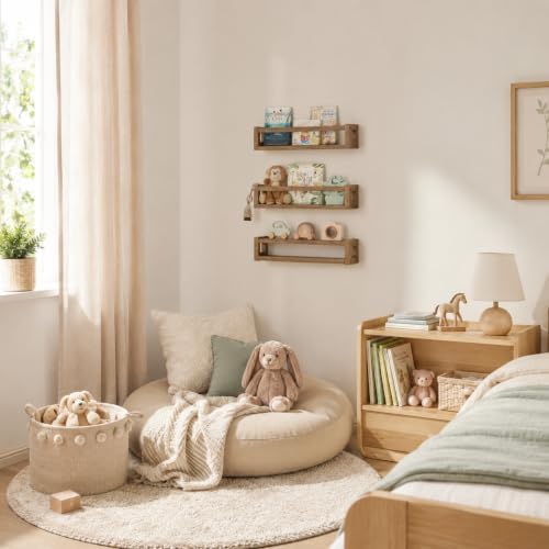 3Pack Nursery Book Shelves, Solid Wood Floatingshelf - Image 5