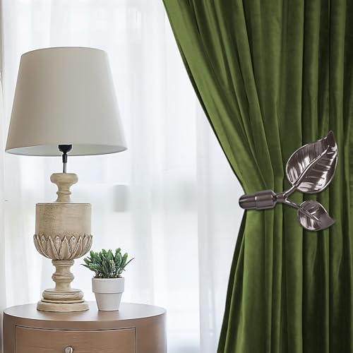 HIKMLK Leaf Shaped Curtain Tieback Holdbacks 2pcs, Handmade Metal Curtain Side - Image 5