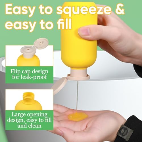 4 PACK Travel Shampoo Bottle, Empty Plastic Squeeze Bottles 6.8oz - Image 3