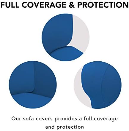 PureFit Stretch Oversized Couch Covers Fleece Sofa Slipcovers Classic Blue - Image 3