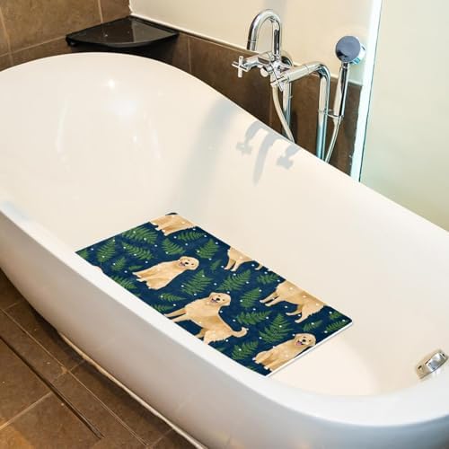 Bathtub Mat Non Slip 26.8x15.1 Inch, Dogs Leaves Shower Mat - Image 5