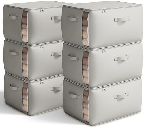 6 Pack Canvas Comforter Storage Bags by Vailando