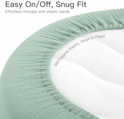 Organic Baby Bassinet Sheets Soft 2 Pack 33”x17” Fitted Mattress Pad Cover - Image 5