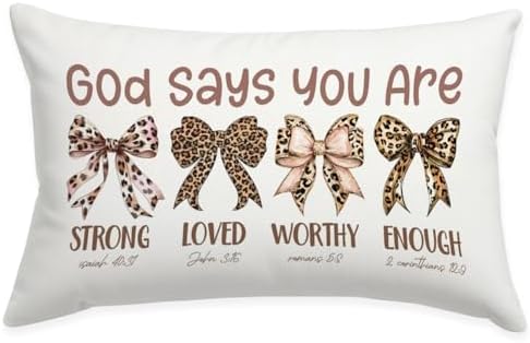 Cheetah Print Bow Throw Pillow Cover 12x20, Leopard Pillowcase by Wheatwin