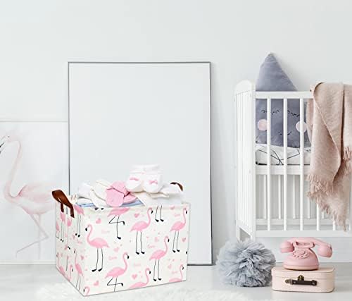 Flamingo Pink Basket Nursery Storage Basket Rectangular Cute Pattern Storage - Image 3